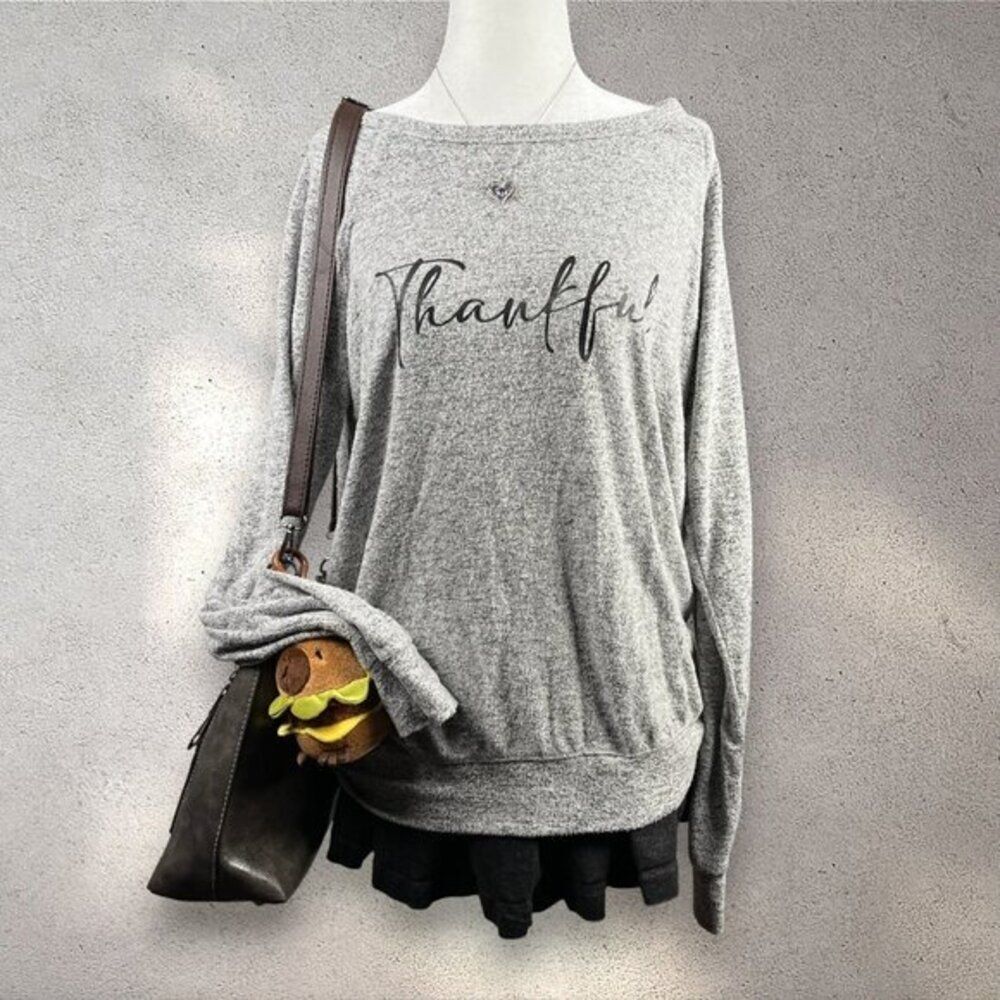 BUFFALO David Bitton Thankful Sweater Women's M Gray Casual Comfy Clean Girl EUC